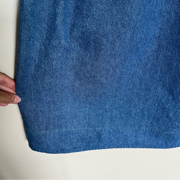 Vintage Embroidered Denim Floral Button Down Tie Back 90s Maxi Dress Size 1X - Picture 11 of 14